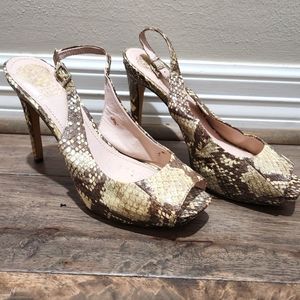Vince Camuto Snakeskin Open Toe Sling